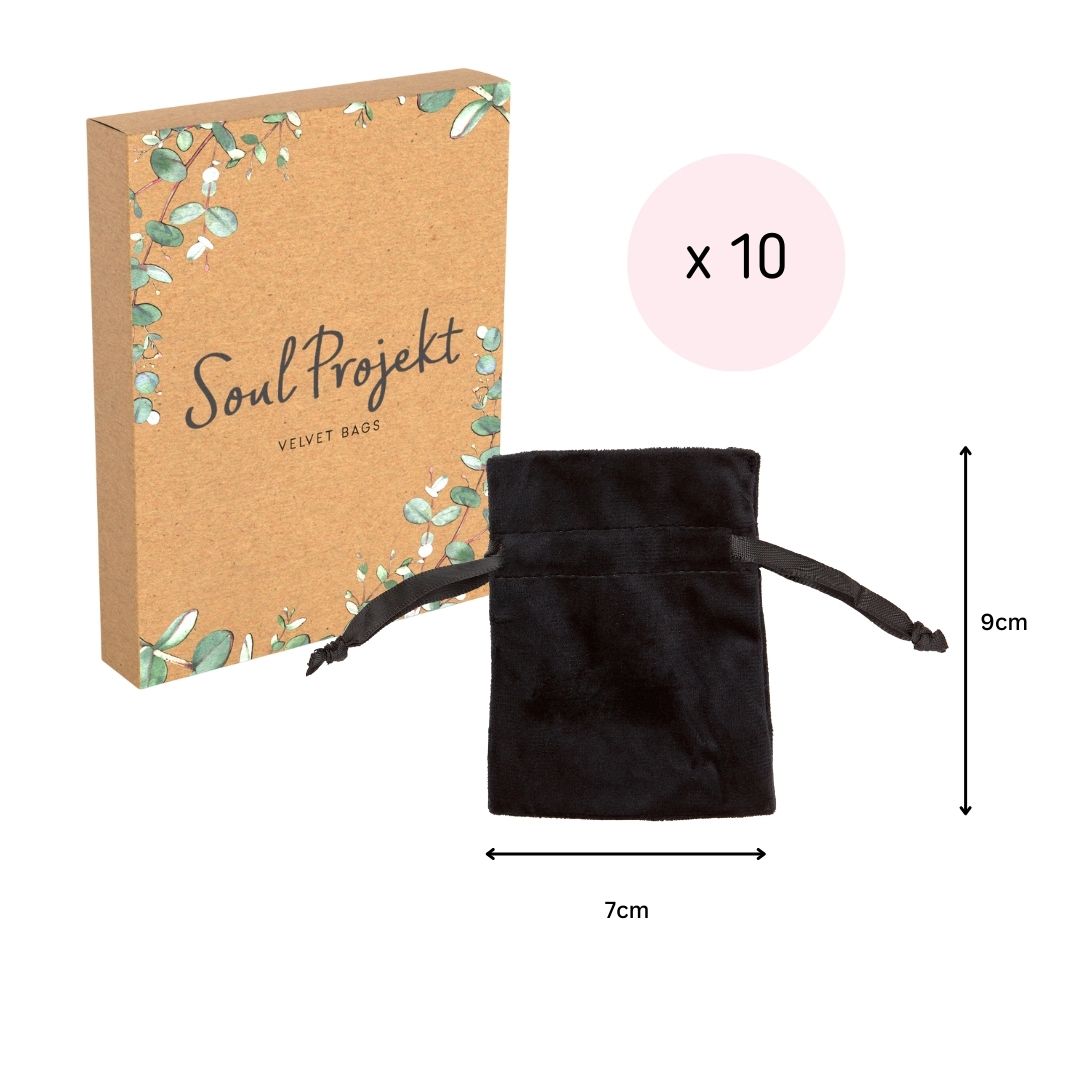 Soul Projekt Small Rectangle Velvet Gift Bags, 10 Pack, 7x9, Jewellery Pouches, Drawstring Bag for Wedding Favours