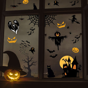 Haus Projekt 53 PCS Halloween Window Stickers, 8x A4 sheets, Reusable Halloween Window Decorations