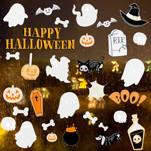 Haus Projekt 62 PCS Halloween Window Stickers, 8x A4 sheets, Reusable Halloween Window Decorations