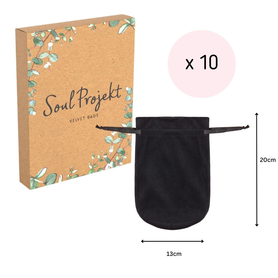 Soul Projekt Large Rounded Velvet Gift Bags, 10 Pack, 13x20, Jewellery Pouches, Drawstring Bag for Wedding Favours