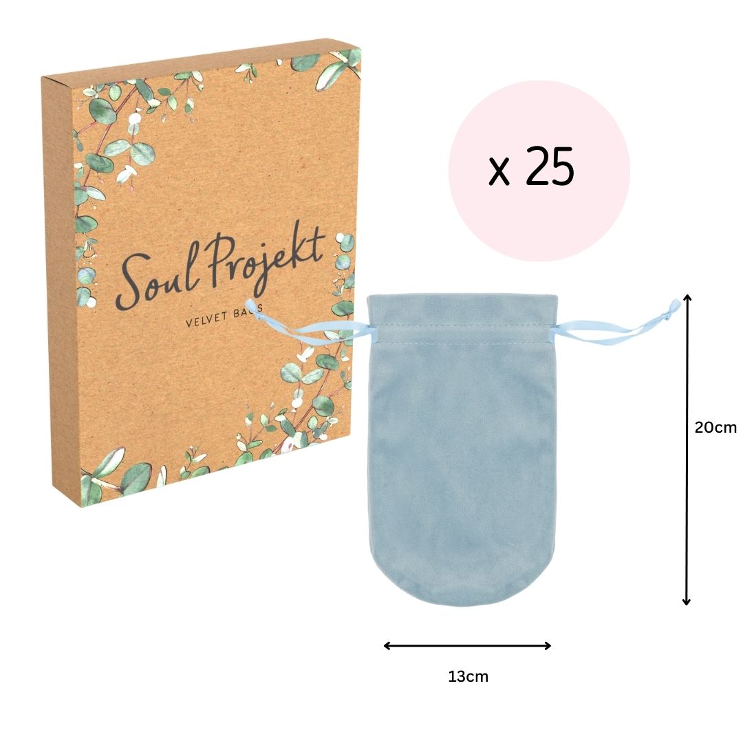 Soul Projekt Large Rounded Velvet Gift Bags, 25 Pack, 13x20, Jewellery Pouches, Drawstring Bag for Wedding Favours