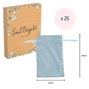 Soul Projekt Large Rectangle Velvet Gift Bags, 25 Pack, 13x20, Jewellery Pouches, Drawstring Bag for Wedding Favours