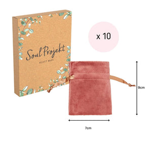 Soul Projekt Small Rectangle Velvet Gift Bags, 10 Pack, 7x9, Jewellery Pouches, Drawstring Bag for Wedding Favours