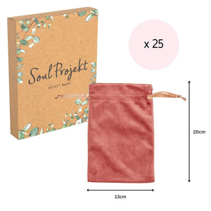 Soul Projekt Large Rectangle Velvet Gift Bags, 25 Pack, 13x20, Jewellery Pouches, Drawstring Bag for Wedding Favours