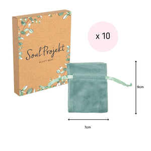 Soul Projekt Small Rectangle Velvet Gift Bags, 10 Pack, 7x9, Jewellery Pouches, Drawstring Bag for Wedding Favours