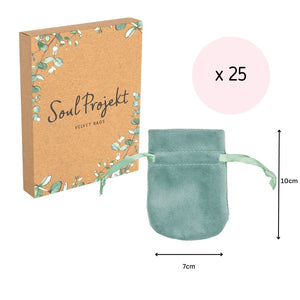 Soul Projekt Small Rounded Velvet Gift Bags, 25 Pack, 7x10, Jewellery Pouches, Drawstring Bag for Wedding Favours