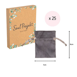 Soul Projekt Small Rectangle Velvet Gift Bags, 25 Pack, 7x9, Jewellery Pouches, Drawstring Bag for Wedding Favours