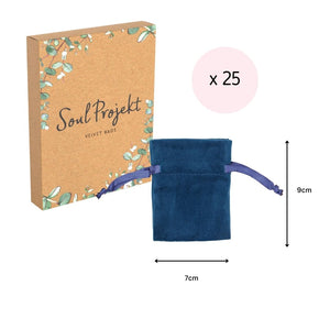 Soul Projekt Small Rectangle Velvet Gift Bags, 25 Pack, 7x9, Jewellery Pouches, Drawstring Bag for Wedding Favours