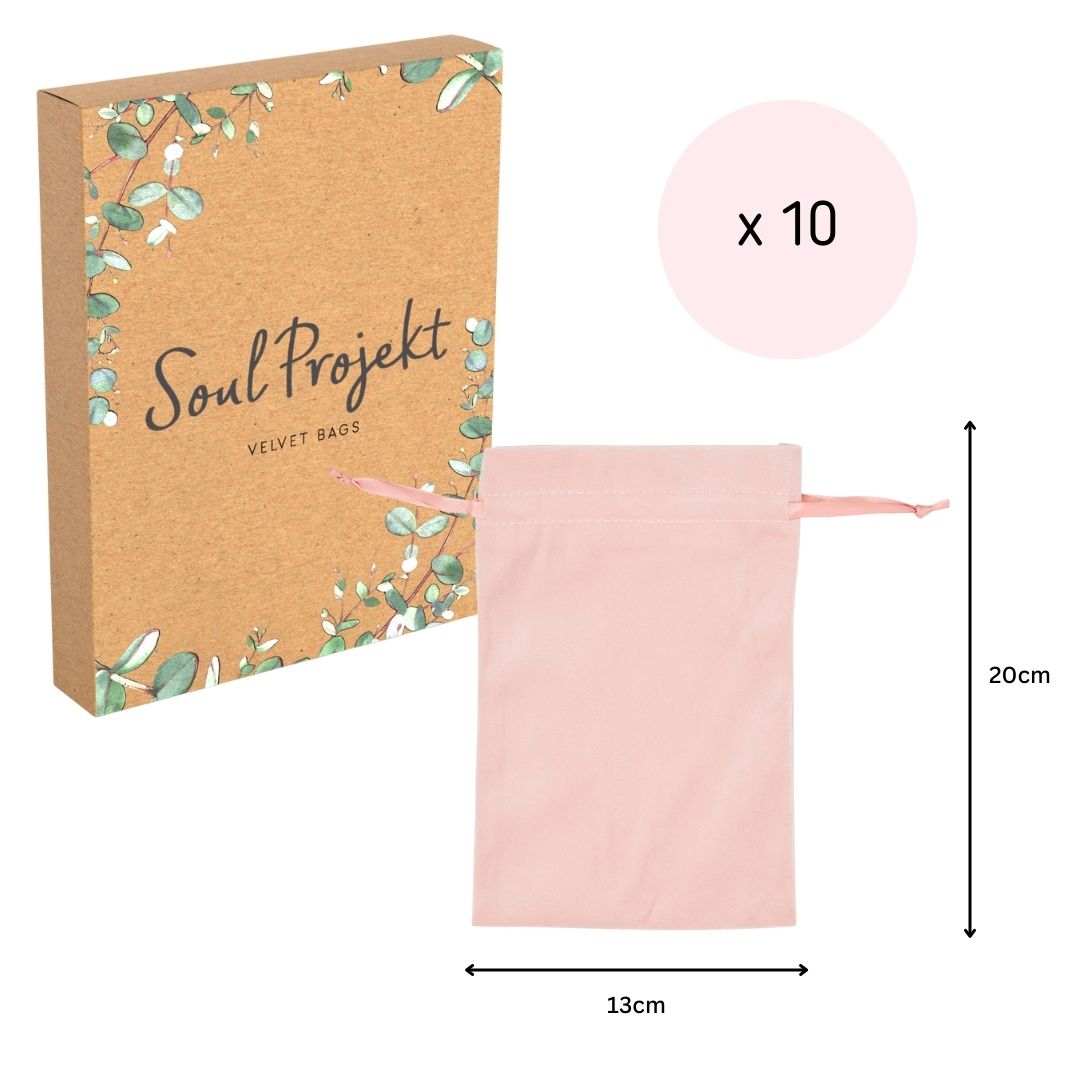 Soul Projekt Large Rectangle Velvet Gift Bags, 10 Pack, 13x20, Jewellery Pouches, Drawstring Bag for Wedding Favours