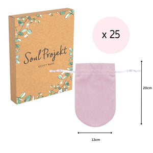 Soul Projekt Large Rounded Velvet Gift Bags, 25 Pack, 13x20, Jewellery Pouches, Drawstring Bag for Wedding Favours