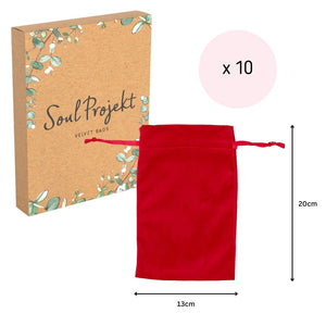 Soul Projekt Large Rectangle Velvet Gift Bags, 10 Pack, 13x20, Jewellery Pouches, Drawstring Bag for Wedding Favours