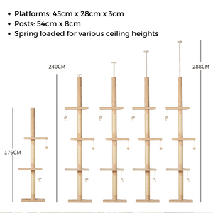 RuneSol Floor to Ceiling Plush Cat Tree 240-288cm