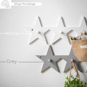 Haus Projekt Star Storage Wall Hooks Grey, 60W x 17.5H x 1.5D (cm)