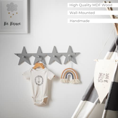 Haus Projekt Star Storage Wall Hooks Grey, 60W x 17.5H x 1.5D (cm)