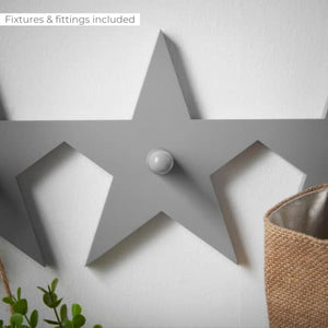 Haus Projekt Star Storage Wall Hooks Grey, 60W x 17.5H x 1.5D (cm)