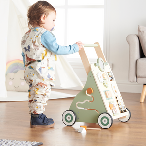 Haus Projekt Woodland Wooden Baby Walker, Activity Cart for Babies & Toddlers with Sensory Toys