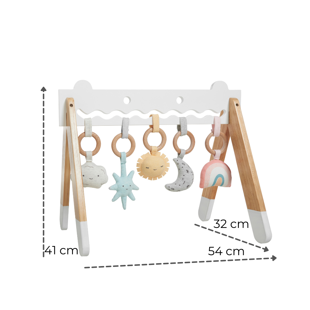 Haus Projekt Wooden Activity Baby Gym with 5 Wood Plush Toys