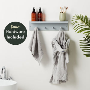 Haus Projekt Grey Shelf with 4 Pegs, 11.5H x 45W x 11.5D (cm)