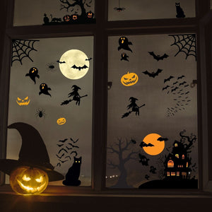 Haus Projekt 53 PCS Halloween Window Stickers, 8x A4 sheets, Reusable Halloween Window Decorations