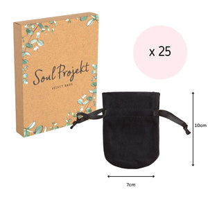 Soul Projekt Small Rounded Velvet Gift Bags, 25 Pack, 7x10, Jewellery Pouches, Drawstring Bag for Wedding Favours