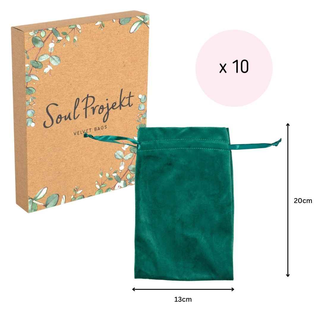 Soul Projekt Large Rectangle Velvet Gift Bags, 10 Pack, 13x20, Jewellery Pouches, Drawstring Bag for Wedding Favours