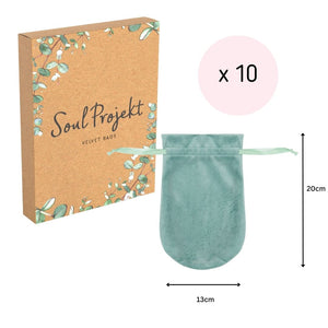 Soul Projekt Large Rounded Velvet Gift Bags, 10 Pack, 13x20, Jewellery Pouches, Drawstring Bag for Wedding Favours