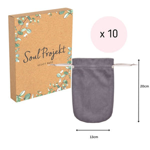 Soul Projekt Large Rounded Velvet Gift Bags, 10 Pack, 13x20, Jewellery Pouches, Drawstring Bag for Wedding Favours