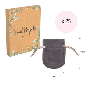 Soul Projekt Small Rounded Velvet Gift Bags, 25 Pack, 7x10, Jewellery Pouches, Drawstring Bag for Wedding Favours