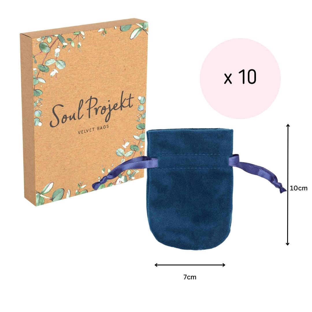 Soul Projekt Small Rounded Velvet Gift Bags, 10 Pack, 7x10, Jewellery Pouches, Drawstring Bag for Wedding Favours