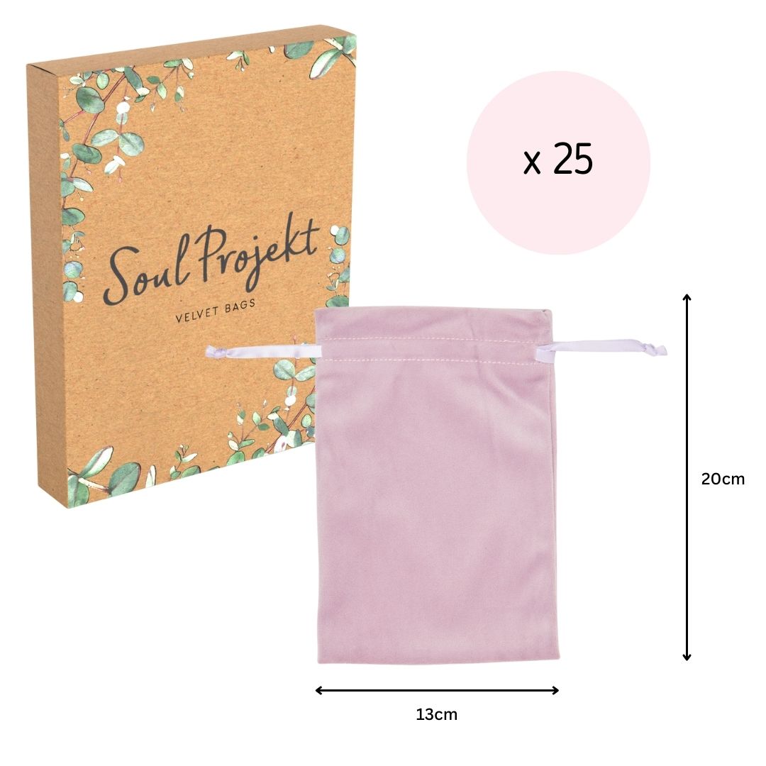 Soul Projekt Large Rectangle Velvet Gift Bags, 25 Pack, 13x20, Jewellery Pouches, Drawstring Bag for Wedding Favours