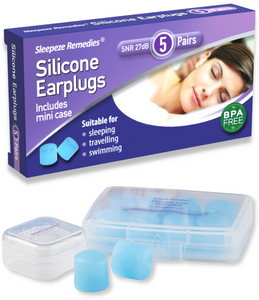Sleepeze Remedies Noise Cancelling 27dB Reusable Silicone Earplugs with Mini Travel Case (5 and 10 packs)