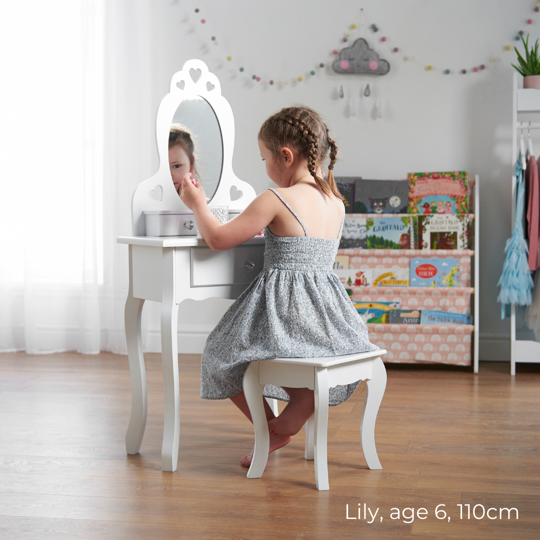 RuneSol Girls Dressing Table (Age 3-7yrs) With Mirror and Stool