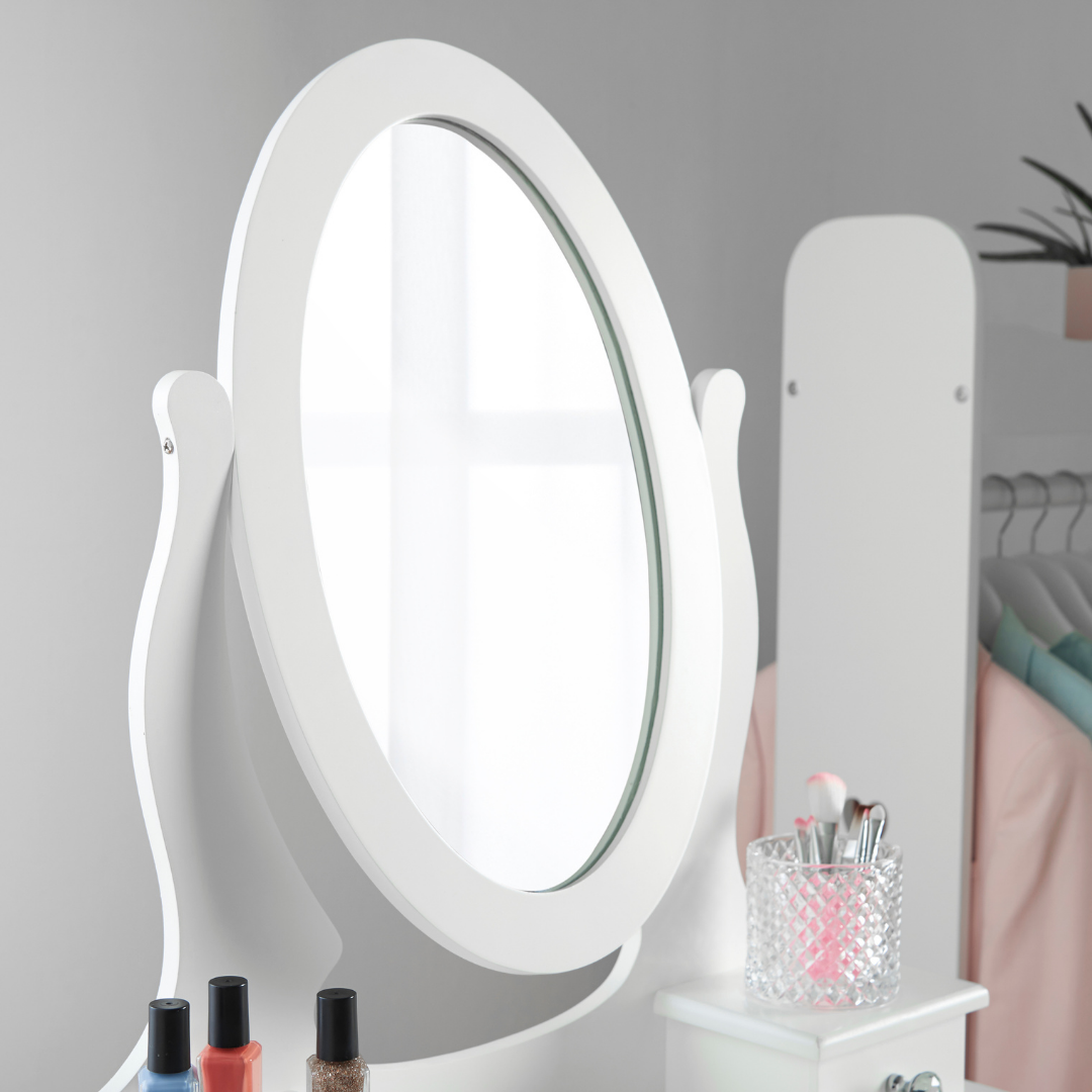 RuneSol Girls Dressing Table (Age 8-13yrs) with Mirror and Stool