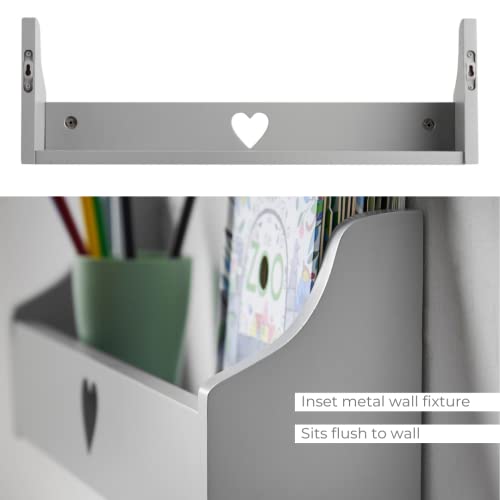 Haus Projekt Children’s Grey Heart Floating Wall Shelf, 50W x 10D x 16H (cm)