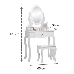 RuneSol Girls Dressing Table (Age 8-13yrs) with Mirror and Stool