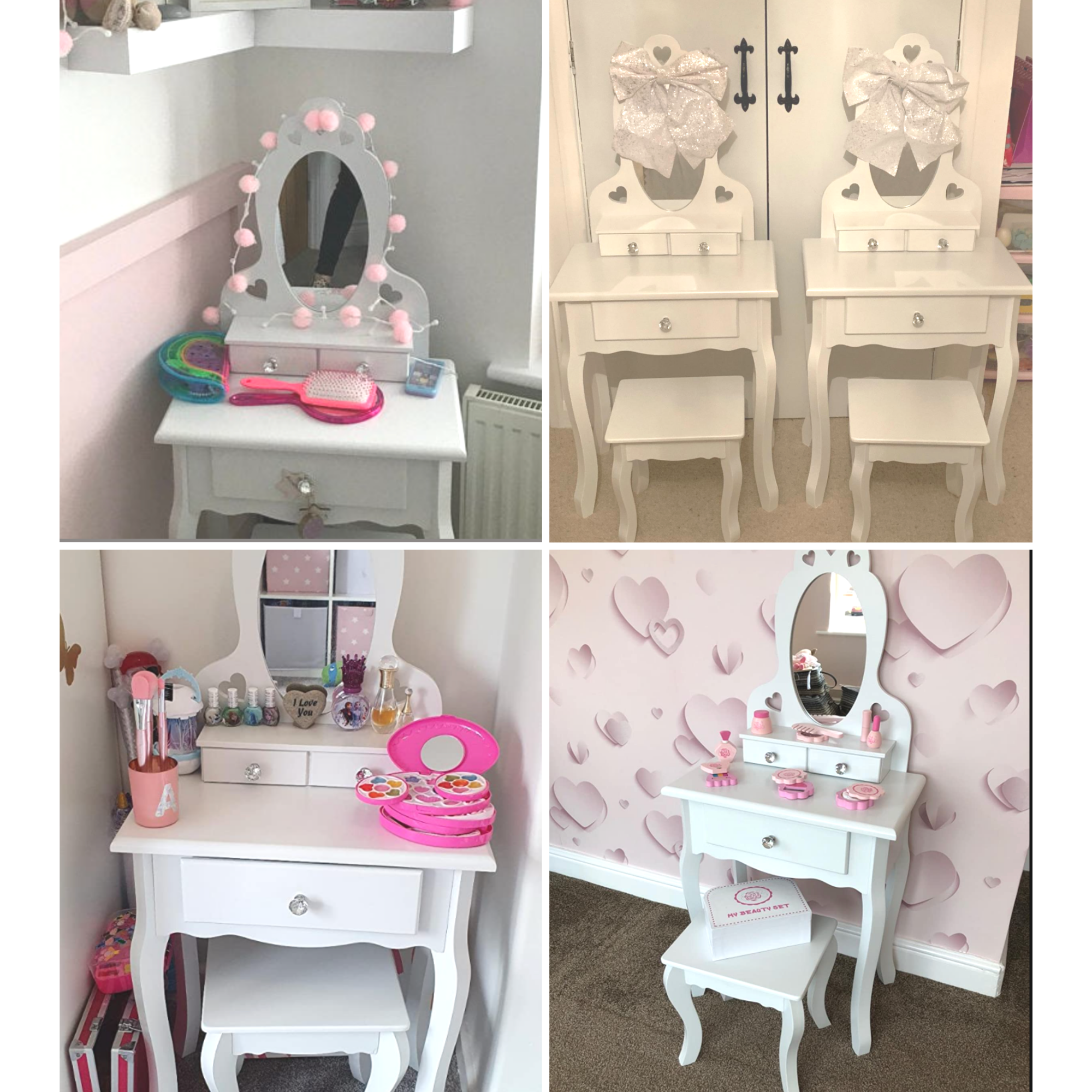 RuneSol Girls Dressing Table (Age 3-7yrs) With Mirror and Stool