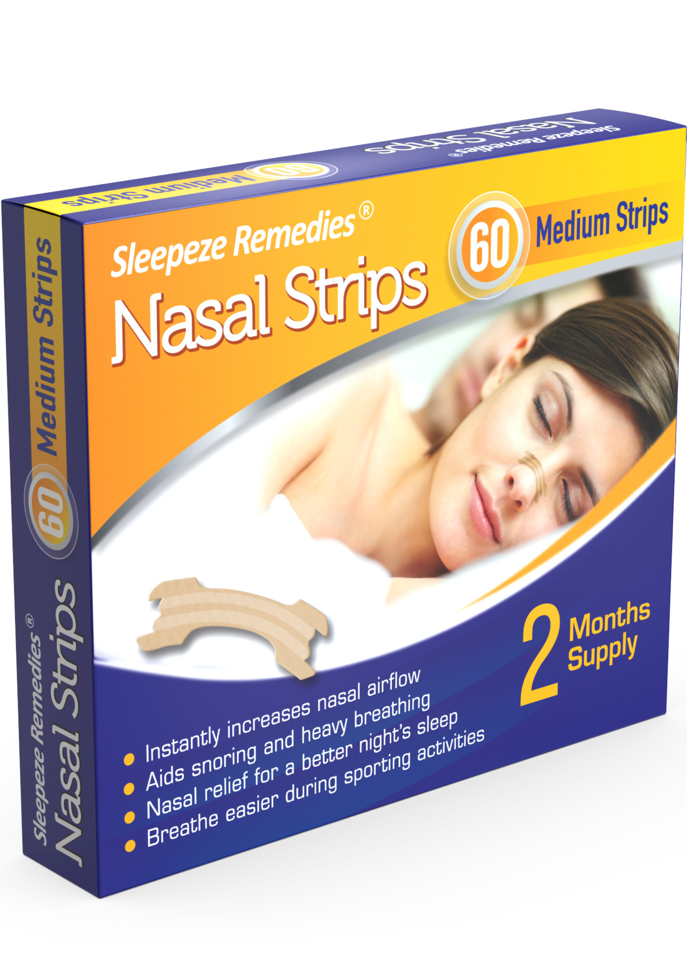 Sleepeze Remedies x60 Medium Nasal Strips, Anti Snoring Breathing Aids
