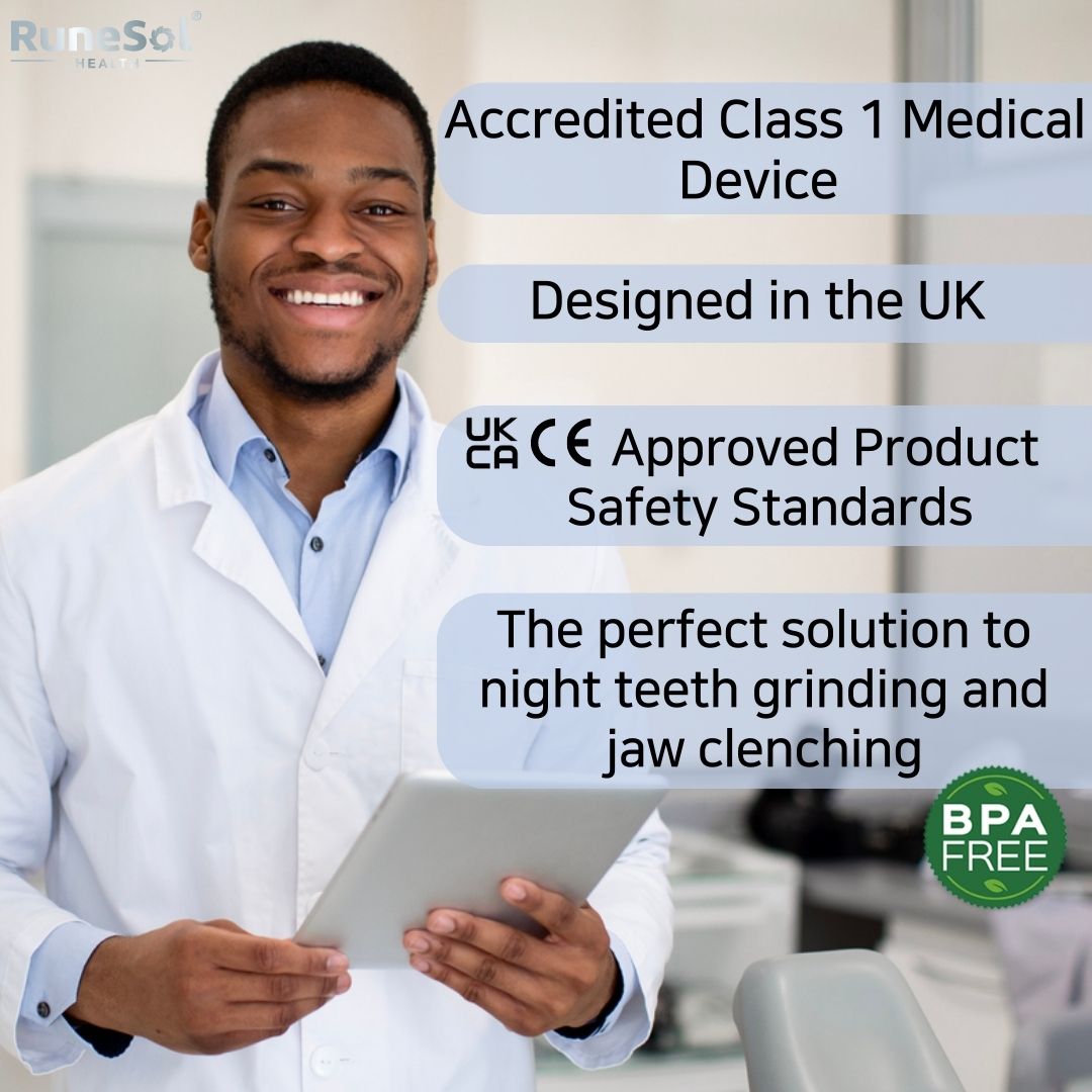 RuneSol 4 x UK Designed Teeth Sleeping Guards for Night Grinding, Class 1 Medical Device Accredited in The UK (UKCA) and EU (CE), BPA Free