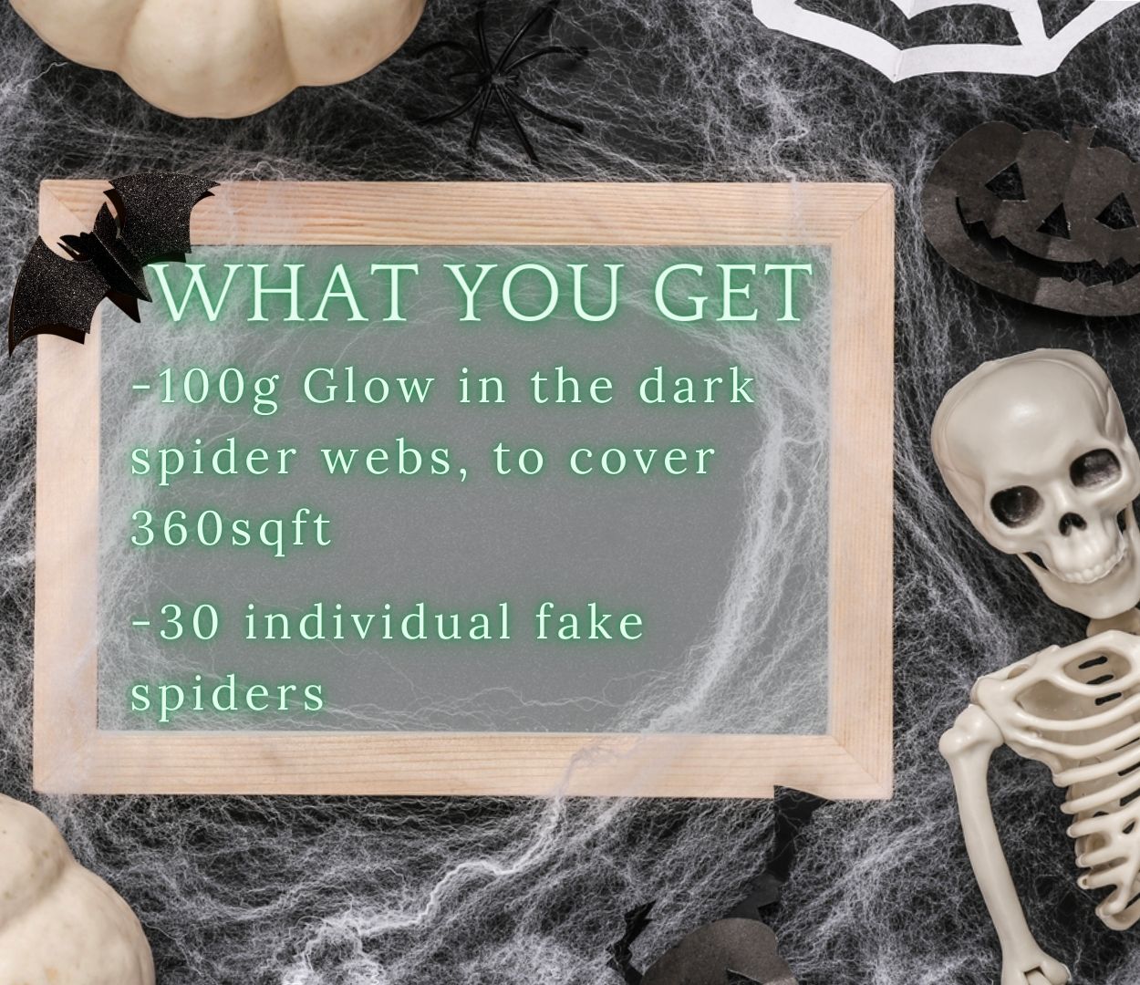 Haus Projekt 100g Halloween Spider Web Glow in the Dark Decoration with 30 Fake Spiders