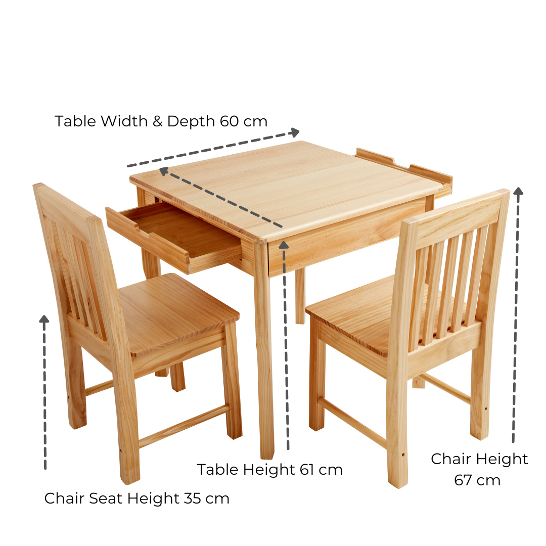 Haus Projekt Kids 3 Piece Play/Activity Pine Table and Chair Set (age 3-8)