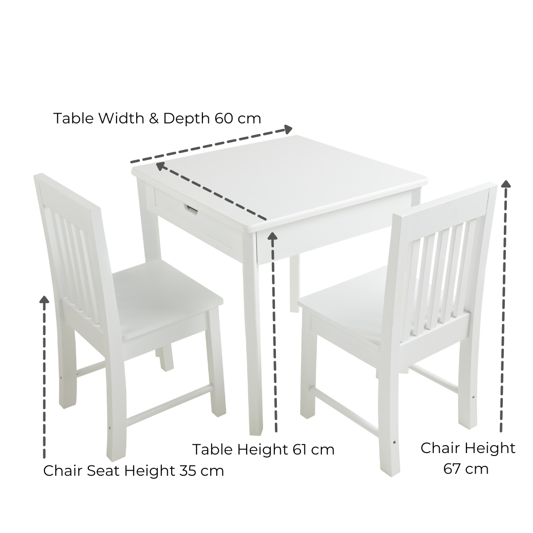 Haus Projekt Kids 3 Piece Play/Activity White Table and Chair Set (age 3-8)