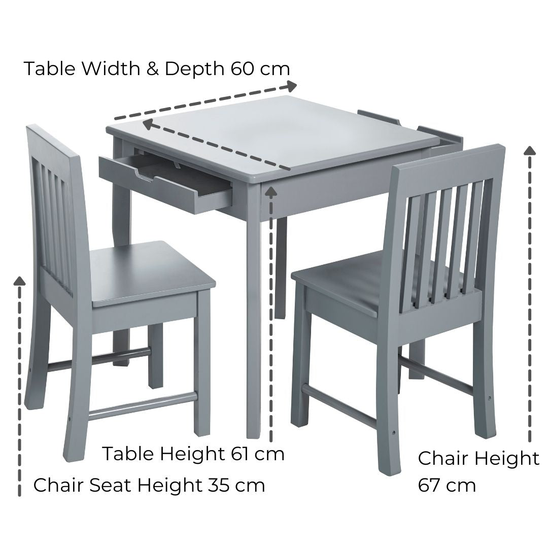 Haus Projekt Kids 3 Piece Play/Activity Grey Table and Chair Set (age 3-8)