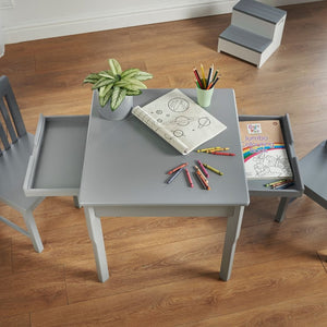 Haus Projekt Kids 3 Piece Play/Activity Grey Table and Chair Set (age 3-8)