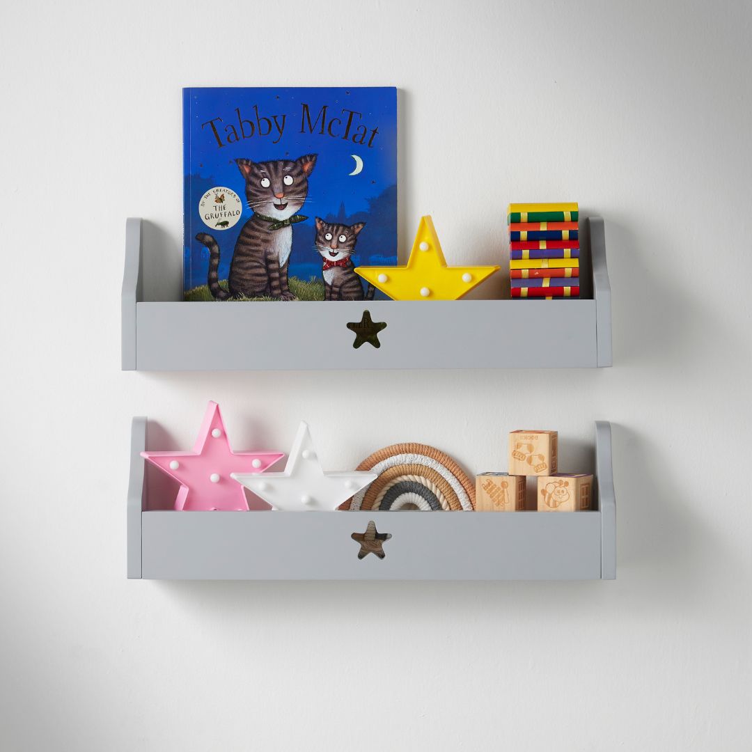 Haus Projekt Children’s Grey Star Floating Wall Shelf, 50W x 10D x 16H (cm)