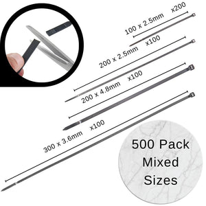 Haus Projekt Cable Ties 500 Pack Black/Green/White, Mixed Sizes (100x2.5mm, 200x2.5mm, 200x4.8, 300x3.6)
