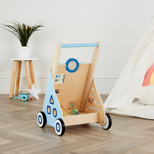 Haus Projekt Dino Wooden Baby Walker, Activity Cart for Babies & Toddlers with Sensory Toys