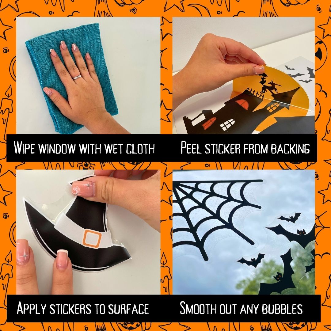 Haus Projekt 53 PCS Halloween Window Stickers, 8x A4 sheets, Reusable Halloween Window Decorations