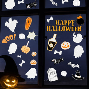 Haus Projekt 62 PCS Halloween Window Stickers, 8x A4 sheets, Reusable Halloween Window Decorations