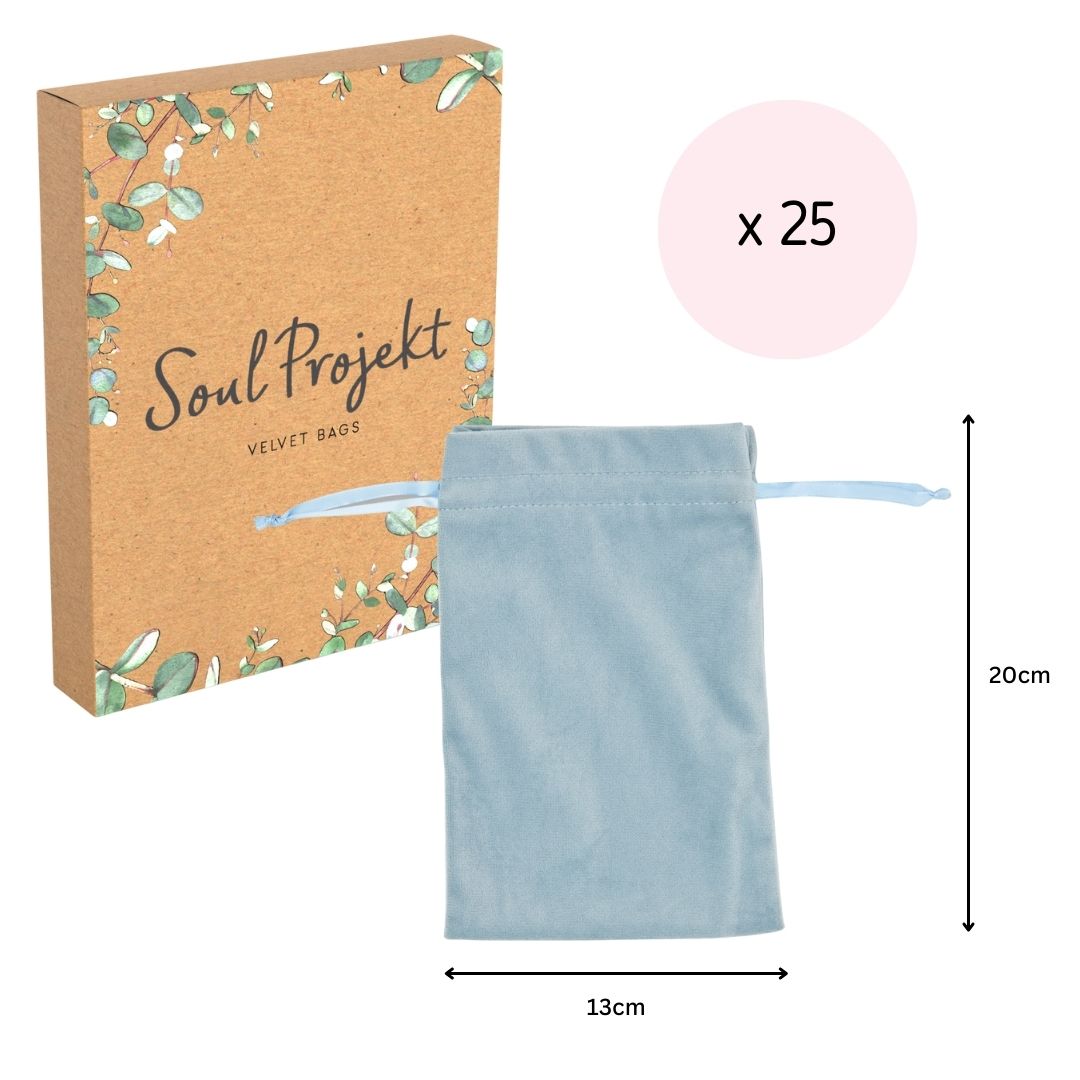 Soul Projekt Large Rectangle Velvet Gift Bags, 25 Pack, 13x20, Jewellery Pouches, Drawstring Bag for Wedding Favours