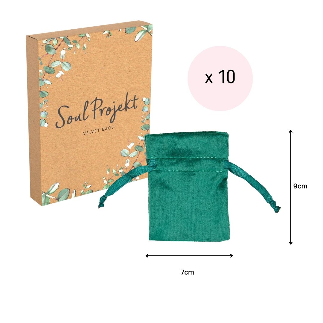 Soul Projekt Small Rectangle Velvet Gift Bags, 10 Pack, 7x9, Jewellery Pouches, Drawstring Bag for Wedding Favours